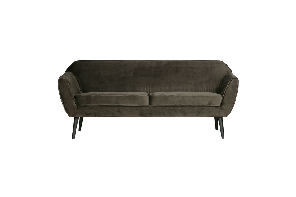 3-Sitzer-Sofa aus khakifarbenem Velours Rocco Woood