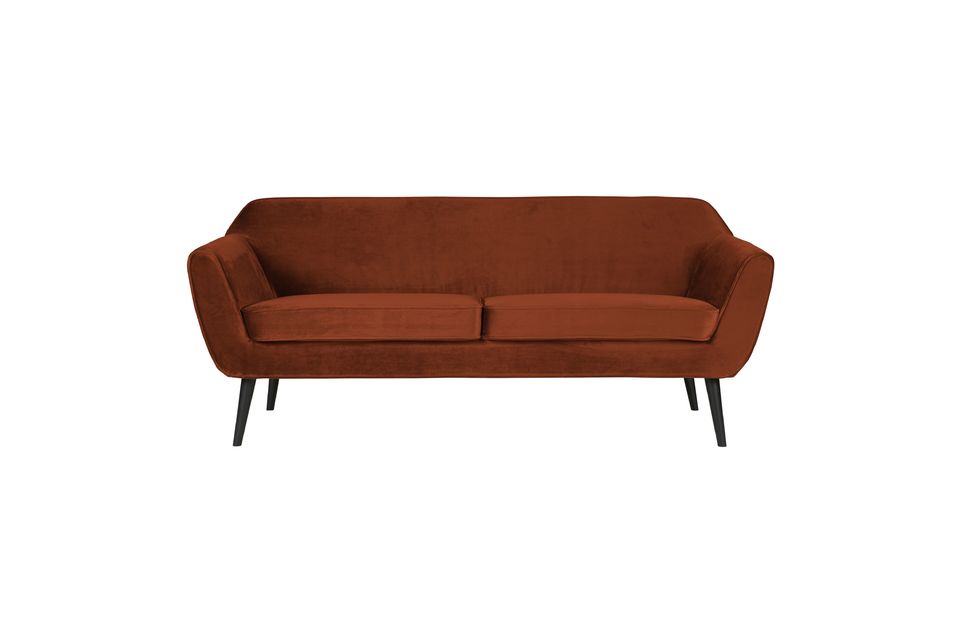 3-Sitzer-Sofa in Terracotta-Velours Rocco Woood