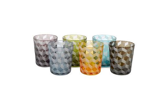 6er-Set mehrfarbige Gläser mit quadratischen Motiven Tumbler ohne jede Grenze