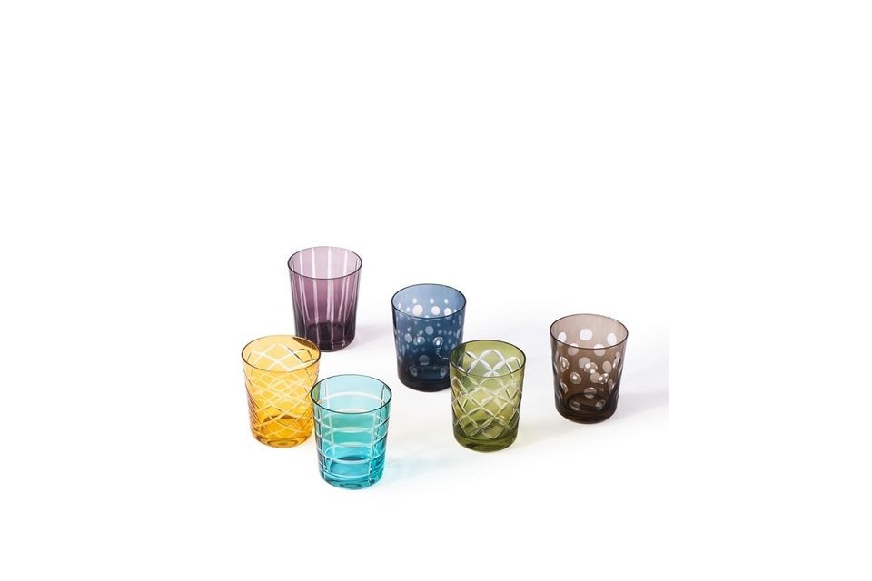 6er-Set mehrfarbige Gläser mit runden Motiven Tumbler Pols Potten