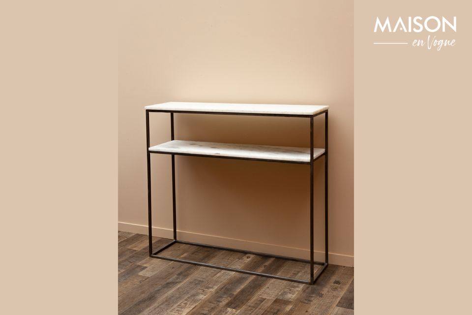 Amanty schmale Konsole aus Marmor und Metall Chehoma