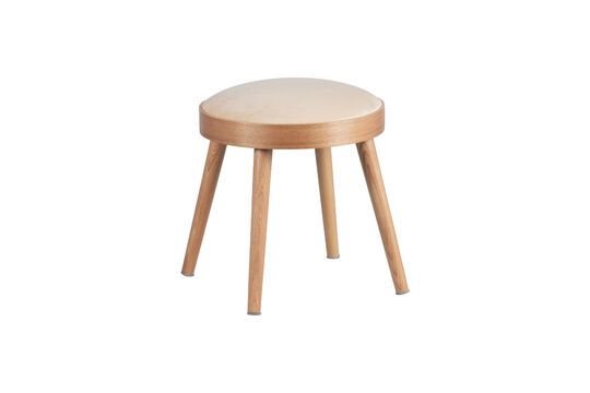 Beigefarbener Holzhocker Laurie