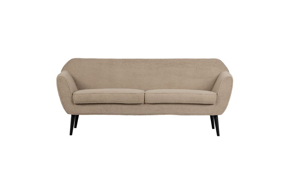 Beigefarbenes 2-Sitzer-Sofa aus Stoff Rocco Woood
