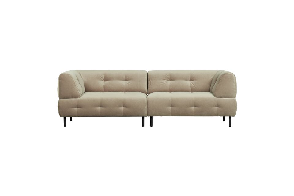 Beigefarbenes 4-Sitzer-Sofa aus Velours Lloyd Woood