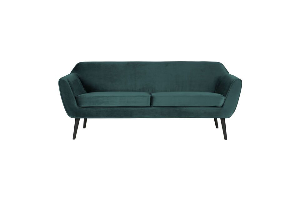 Blaues 3-Sitzer-Sofa aus Velours Rocco Woood