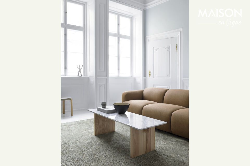 3-Sitzer-Sofa Swell, braune Wolle, bequem und robust