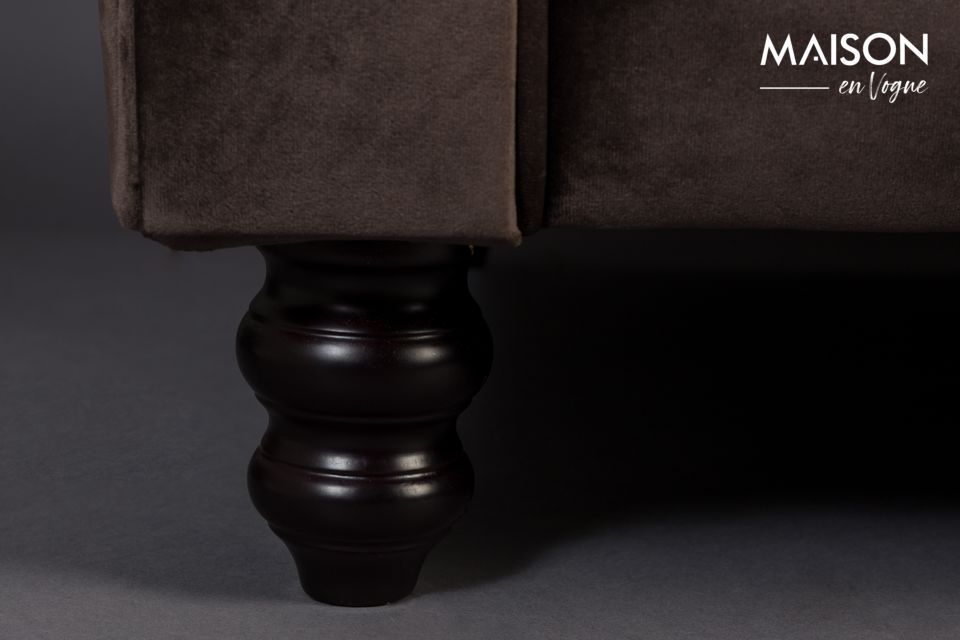 3-Sitzer-Sofa aus braunem Samt