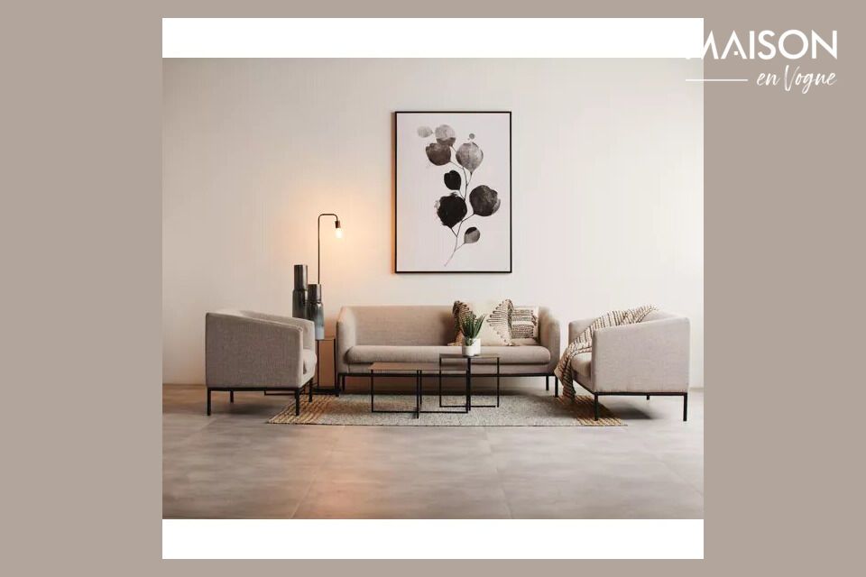 Dieses Sofa Cony aus hellgrauem Stoff ist auf seinem Metallgestell sehr stabil und verbindet