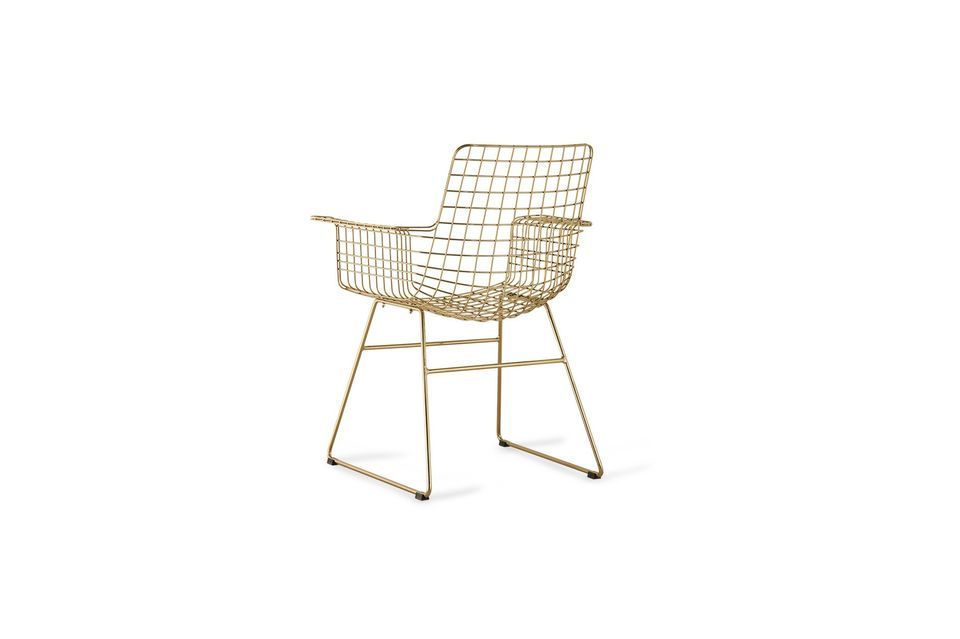 Dieser aus vergoldetem Messing gefertigte Sessel hat eine Struktur aus Vierkantgewinden