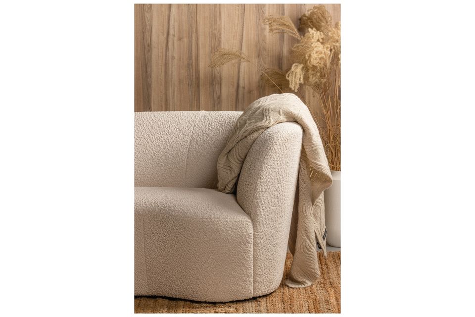 Das rechte 2-Sitzer-Sofa in cremefarbenem Stoff Stone ist eine gesellige