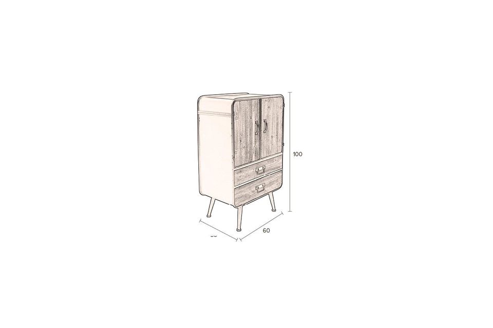 Schubladenkommode aus Holz und Metall