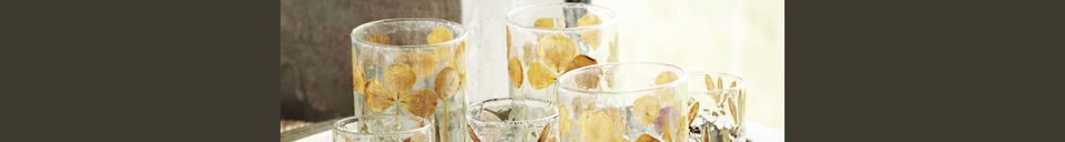 Materialbeschreibung Glas-Windlicht transparent Leaves