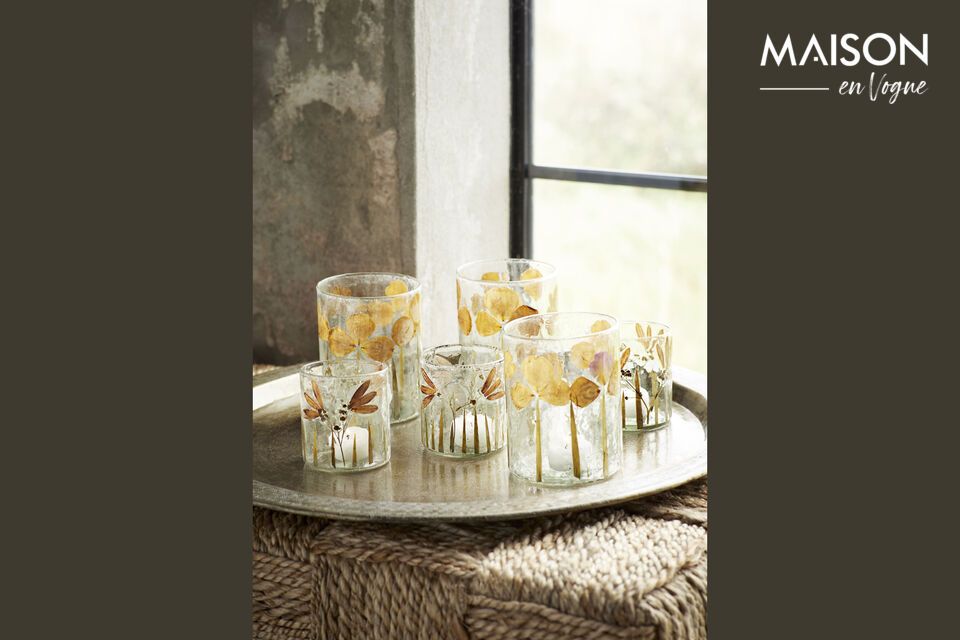 Glas-Windlicht transparent Leaves Madam Stoltz