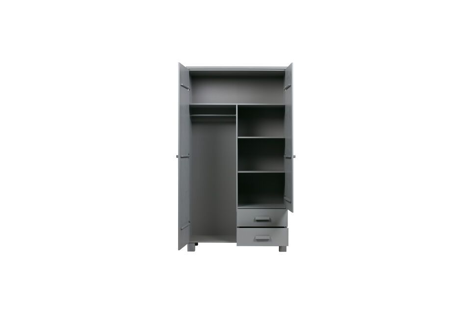 Grauer Holzschrank mit Dennis-Schubladen Woood - 202cm