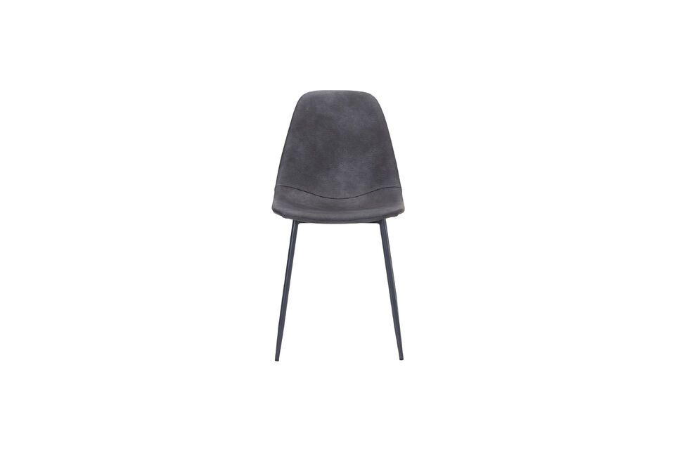 Dieser Stuhl ist sehr bequem dank seiner Sitzfläche aus Polyester in einem eleganten Antikgrau