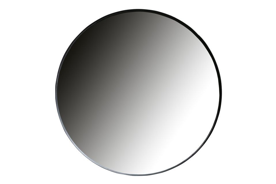 Großer runder Spiegel aus schwarzem Metall Doutzen Woood