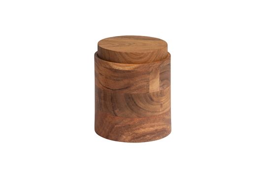 Großer Topf mit Deckel aus Akazienholz beige Opal