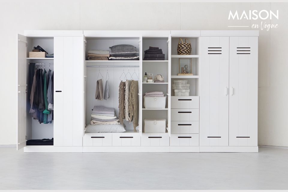 Großer weißer Holzschrank Connect Woood - 195cm | Maison en Vogue