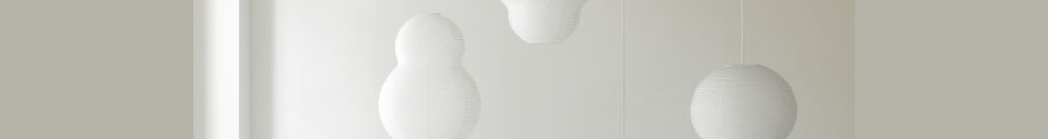 Materialbeschreibung Hängeleuchte aus weißem Papier Bubble Puff
