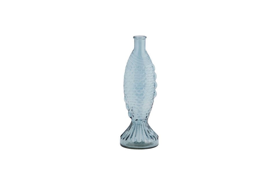 Hellblauer Glasvase H30 Fish Madam Stoltz
