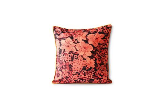 Jort-Kissen mit Blumendruck in korallenfarbener und schwarzer Farbe ohne jede Grenze