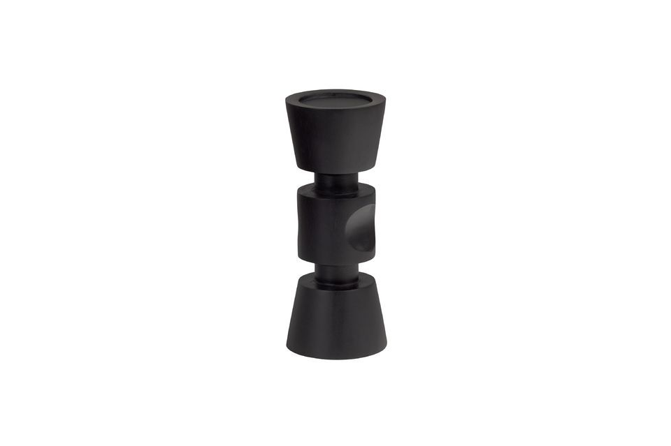 Kleiner Kerzenhalter aus Mangoholz schwarz Midi Woood