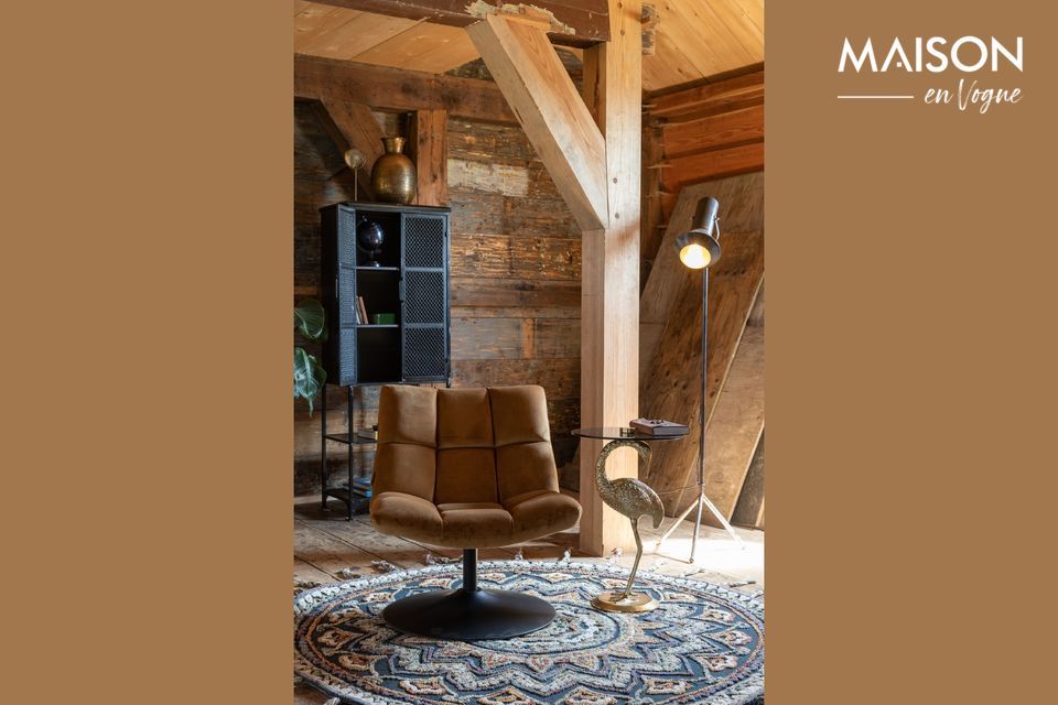 Lounge-Stuhl aus braunem Samt Bar Dutch Bone