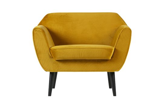 Ockerfarbener Velours-Sessel Rocco