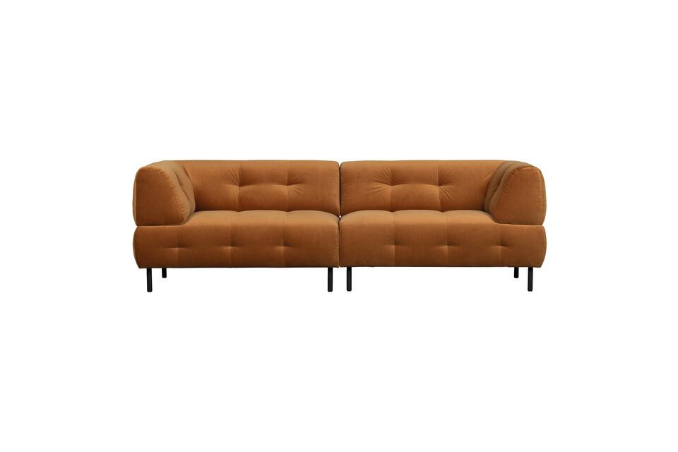 Ockerfarbenes 4-Sitzer-Sofa Lloyd aus Velours Woood