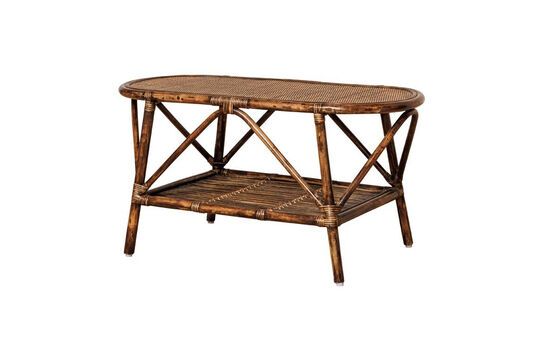 Ovaler Couchtisch aus braunem Rattan Veracruz