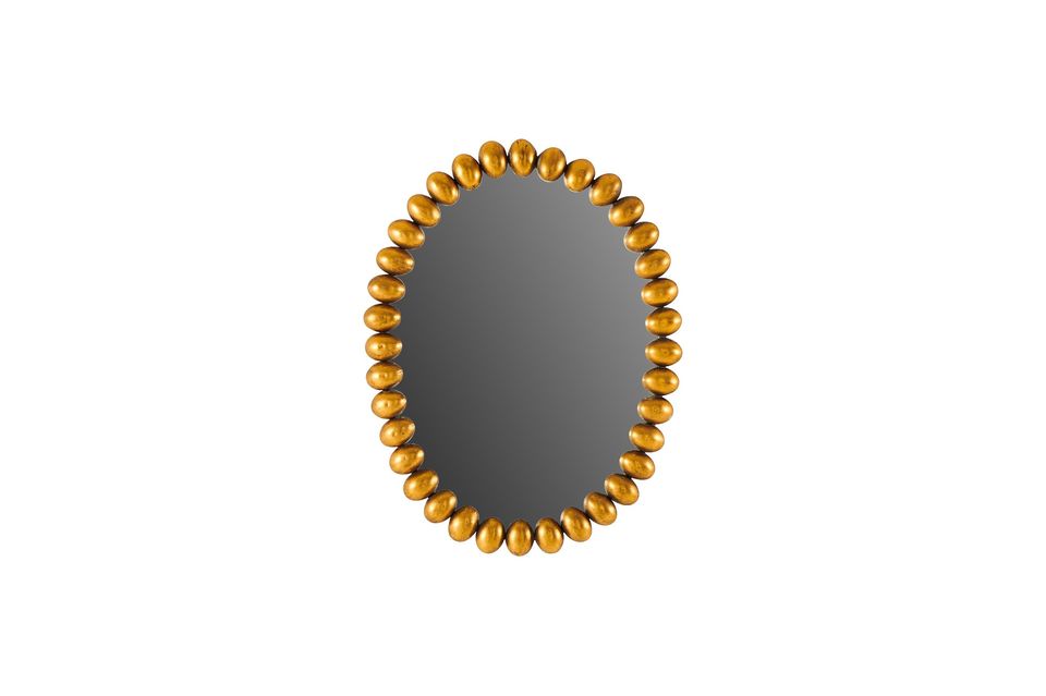Ovaler Spiegel aus vergoldetem Metall Beni Athezza