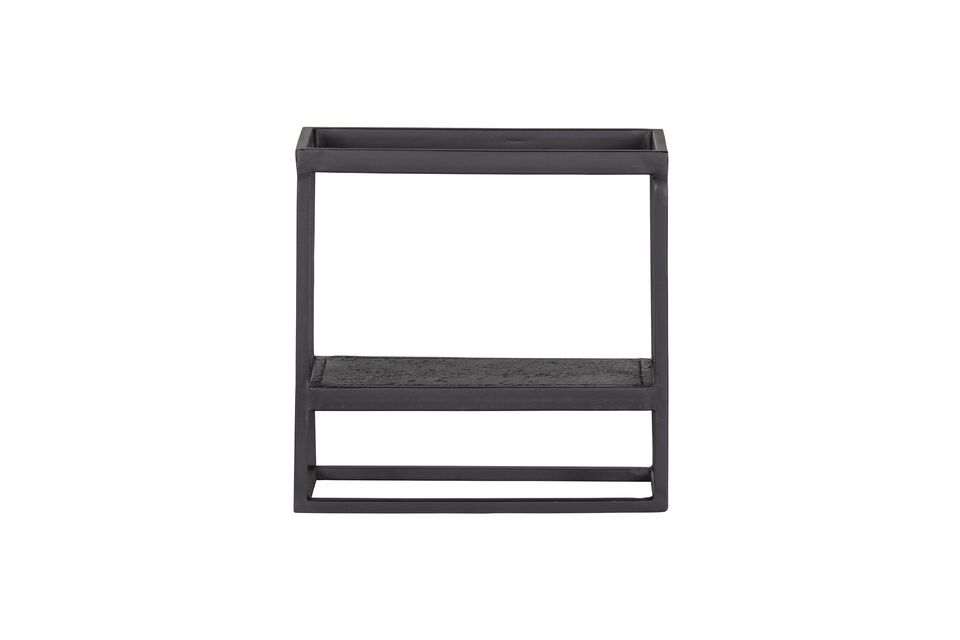Quadratisches Regal aus schwarzem Metall Febe Woood