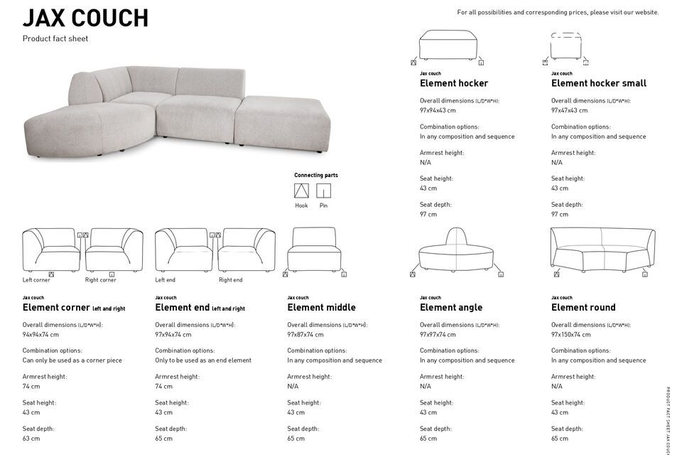 Dies ist ein Sofaelement, das die Jax-Sofa-Reihe vervollständigt