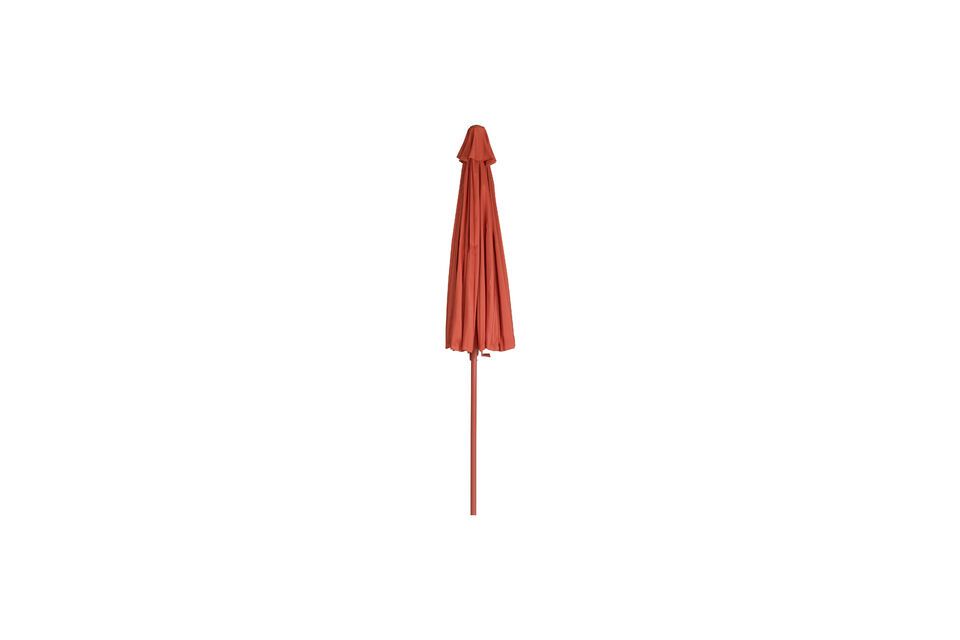 Der rote Polyesterschirm Sunshine ist viel mehr als nur ein Gartenaccessoire