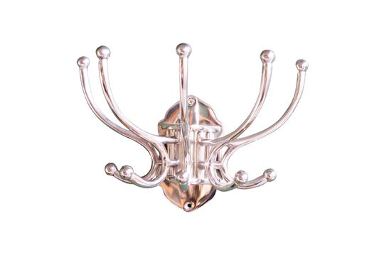 Runde Garderobe Chaumont mit 5 Haken mit Nickel-Patina