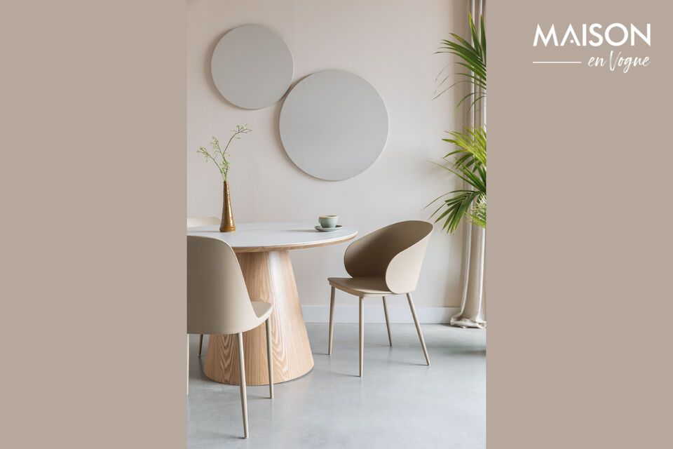 Runder Esstisch aus beigem Holz Almira White Label