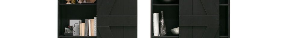 Materialbeschreibung Schrank mit Schiebetüren aus schwarzem Holz Harris