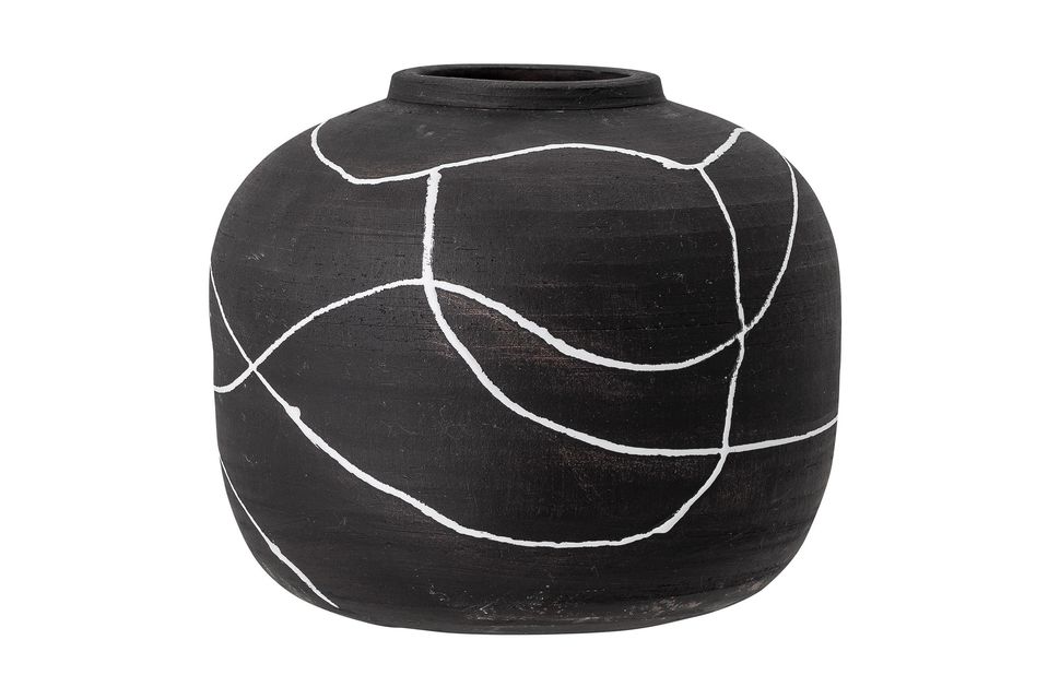 Schwarze Deko-Vase aus Terrakotta Niza Bloomingville