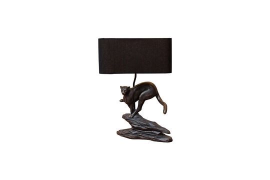 Schwarze Tischlampe aus Kunstharz Leopard