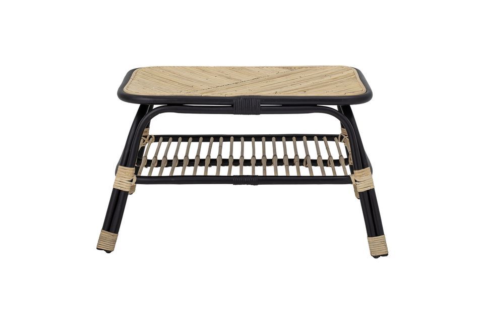 Schwarzer Beistelltisch aus Rattan Loue Bloomingville