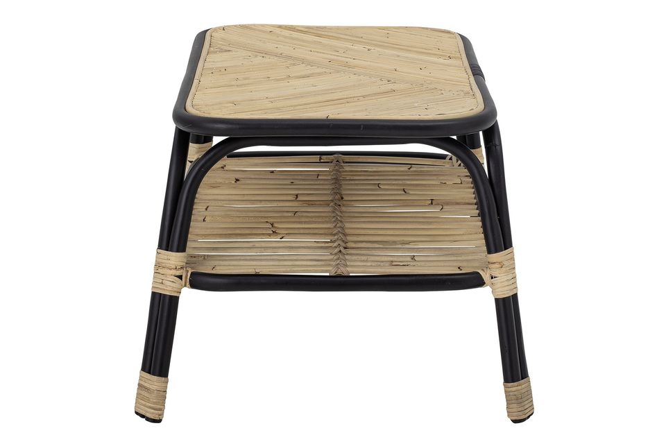 Schwarzer Beistelltisch aus Rattan Loue - 3