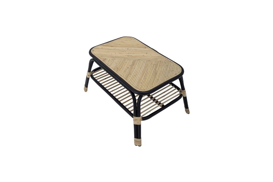 Schwarzer Beistelltisch aus Rattan Loue - 4
