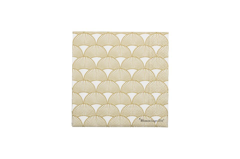 Eine Papierserviette mit einem hübschen goldenen Muster