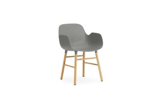 Sessel aus Eiche und Kunststoff grau Form