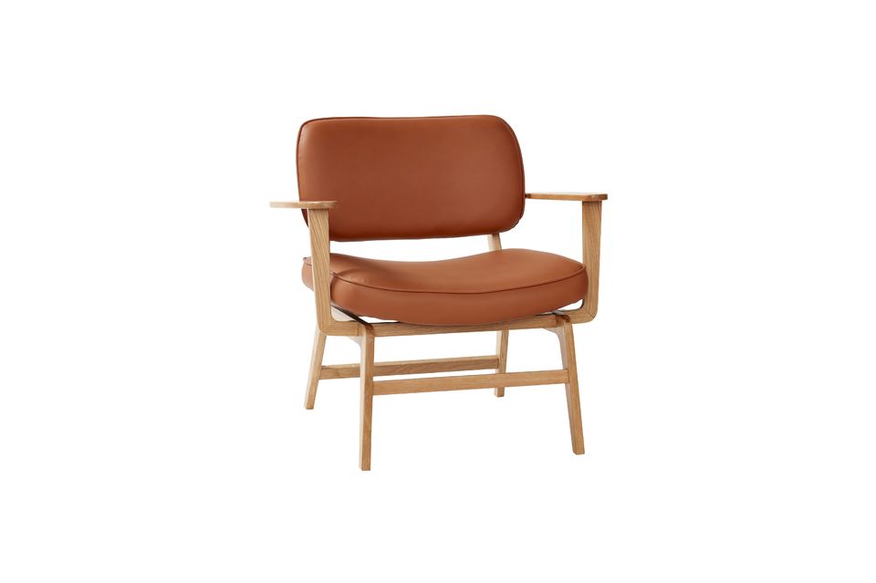 Sessel aus Holz und Leder Haze in orange Hübsch