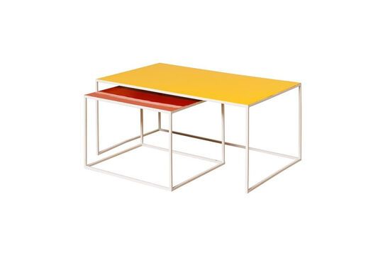 Set aus 2 Couchtischen aus Metall in Orange und Gelb Spring