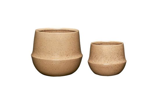 Set aus 2 sandfarbenen Keramik-Topfdeckeln Vibe