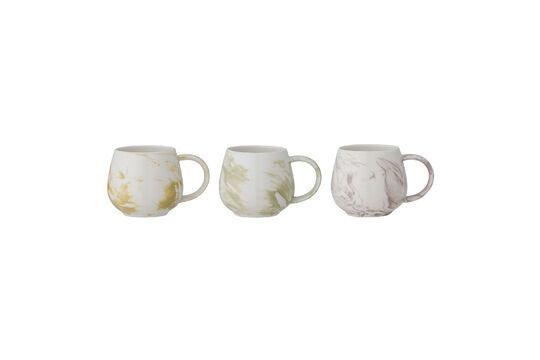 Set aus 3 grünen Tassen aus Steingut Palma