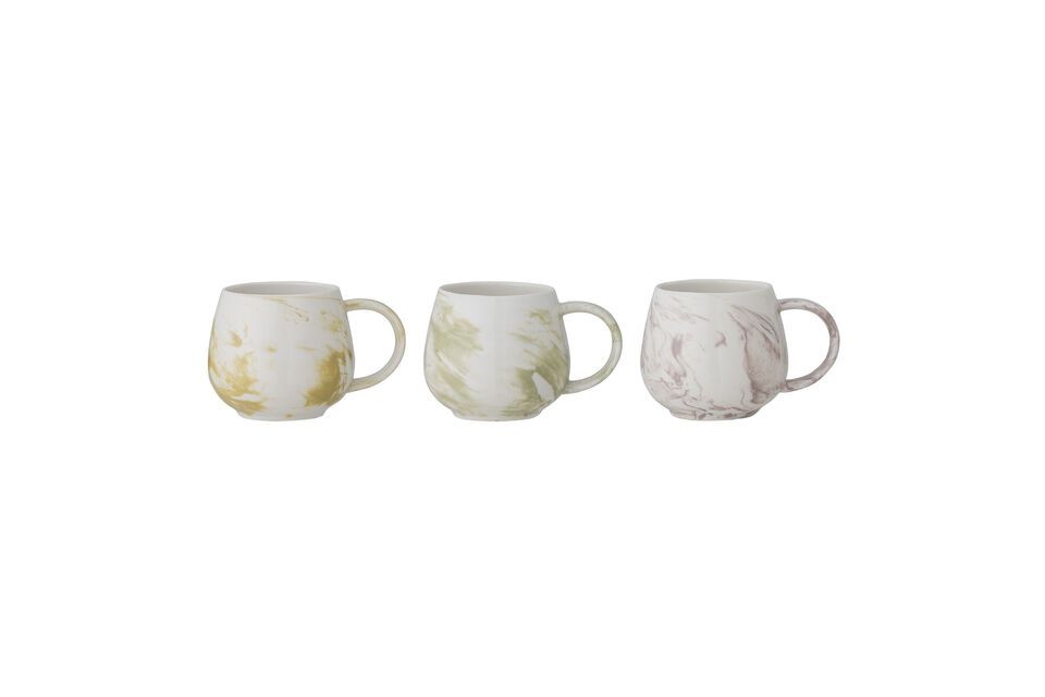 Set aus 3 grünen Tassen aus Steingut Palma Bloomingville