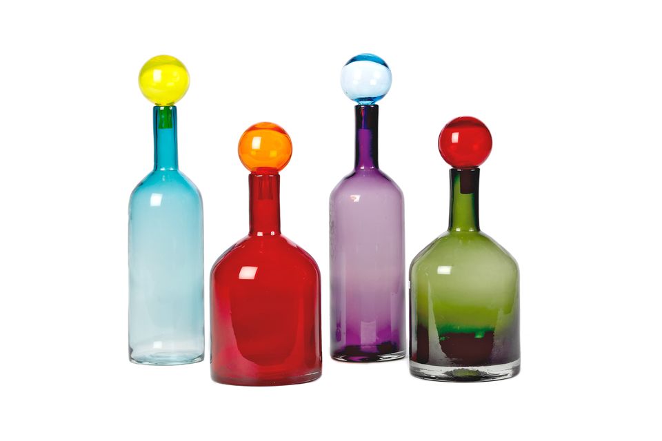 Set aus 4 bunten Glasflaschen Bubbles Pols Potten
